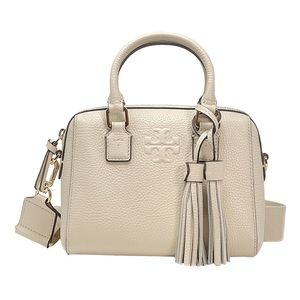 Tory Burch Cream Leather Tassel Satchel
